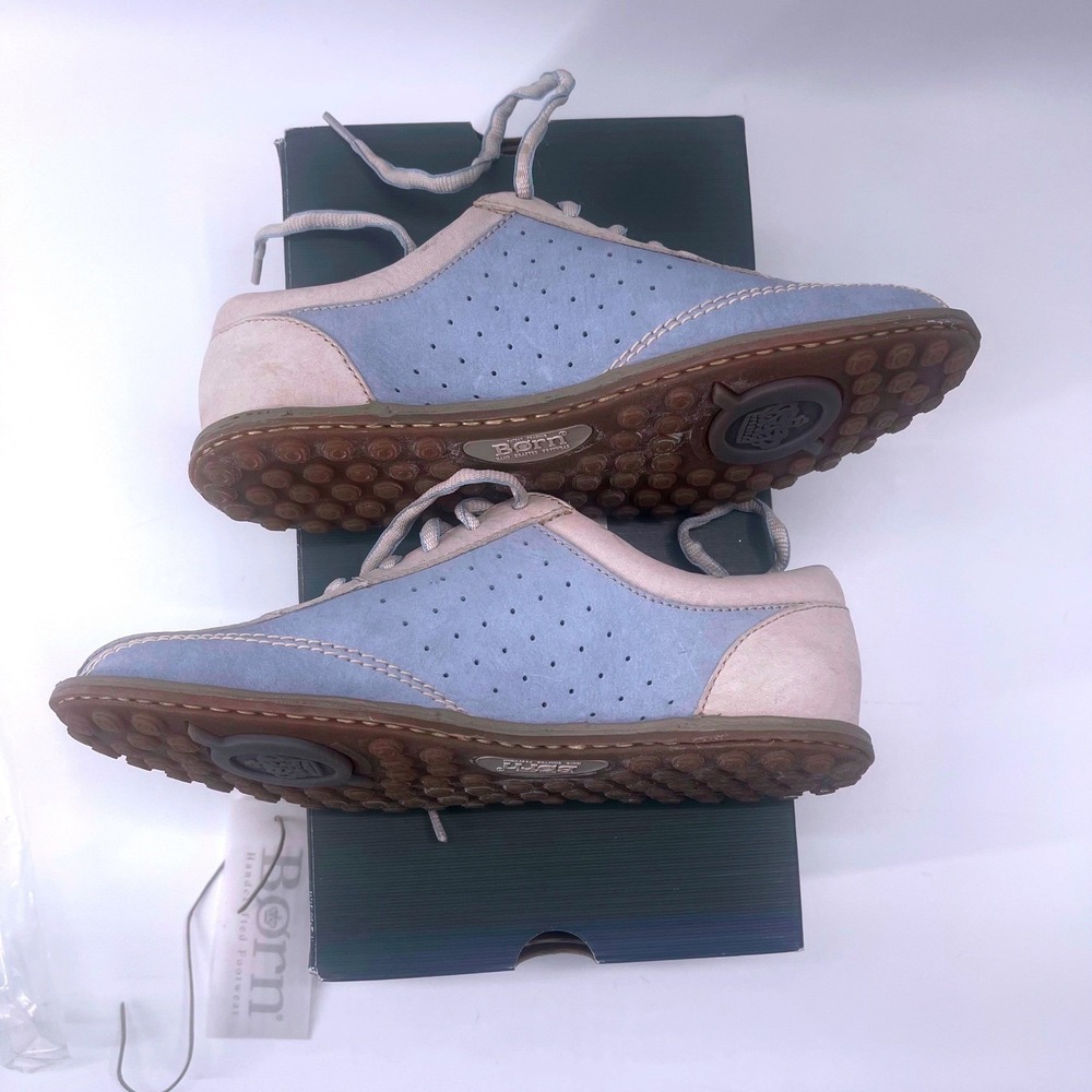 Born Rover Sky Powder Blue Tan Leather Lace Up Sneakers W4857 Womens 7.5 M NEW - Picture 4 of 10